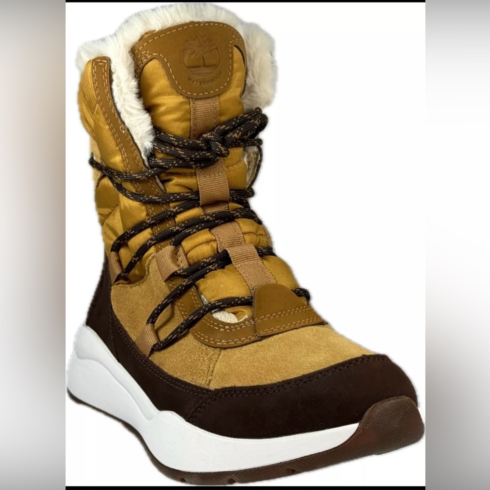 Timberland Women's Brown Wheat Faux-Fur Waterproof Boots Sz 10 (41.5 EU) A5MJW